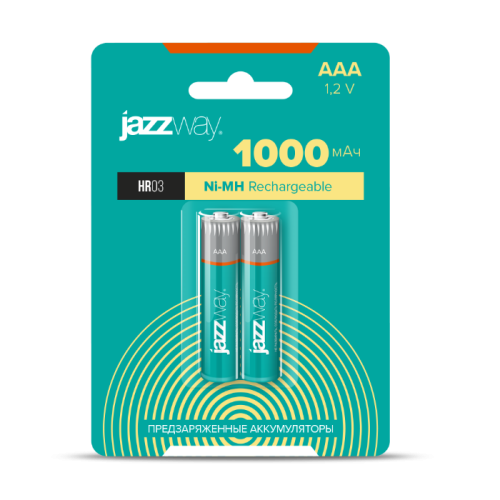 Аккумулятор AAA/HR03 1.2В Ni-MH 1000мА.ч предзаряжен. BL-2 (блист.2шт) JazzWay 5007932